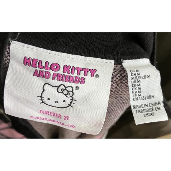 Hello Kitty & Friends Forever 21 Women's Pink & Black Plaid Zip-Up Cardigan Size - Picture 5 of 5
